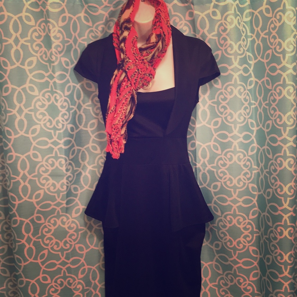 Black peplum cocktail dress